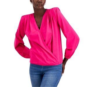 INC International Concepts Bright Fuchsia Wrap Blouse